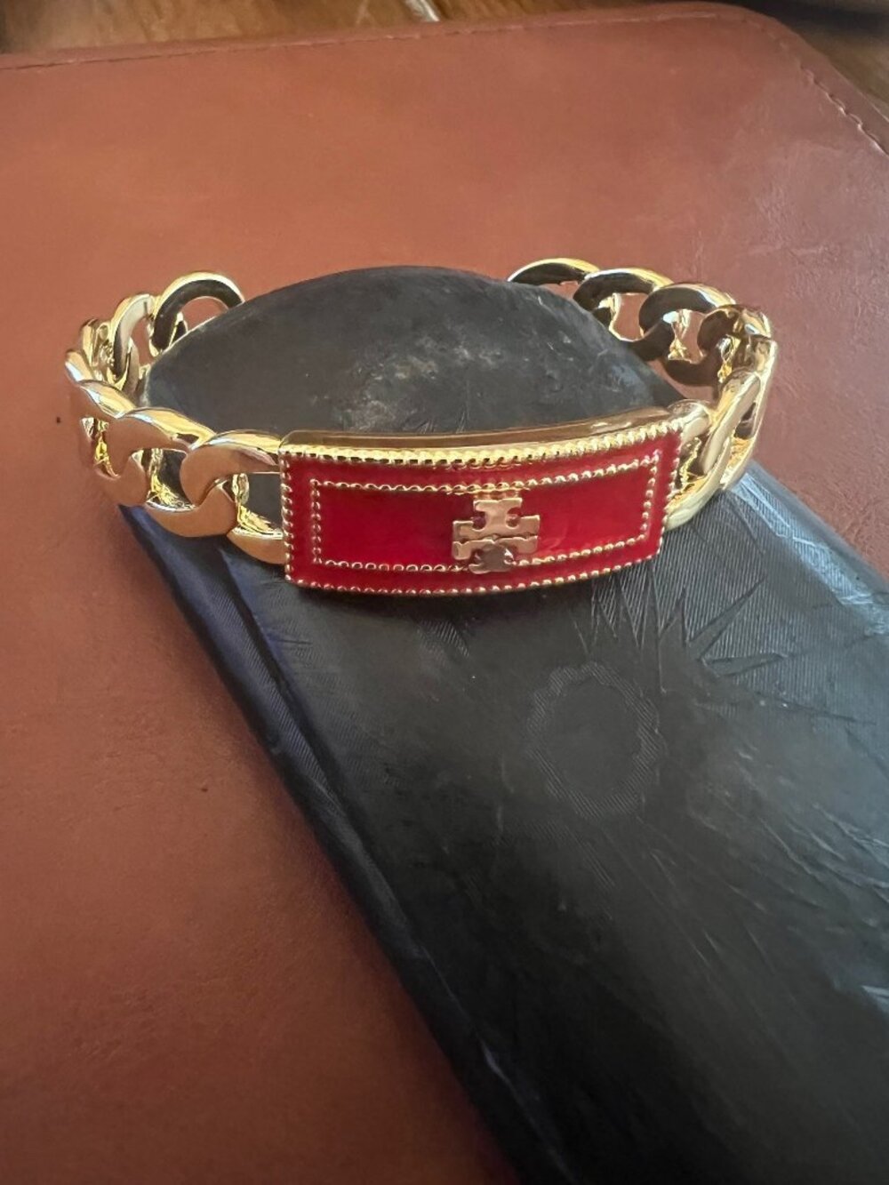 Tory Burch Red Enamel Cuff Bracelet NWOT!!